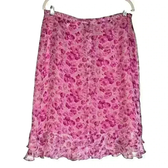 Richard Malcolm Sz‎ 14 100% Silk Floral Skirt Ruffled Cottagecore Office Wear - Picture 1 of 11